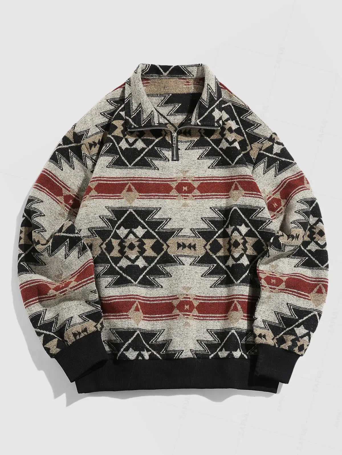 Vintage Knitted Sweater – Unisex Oversized Sweater with Ethnic Pattern