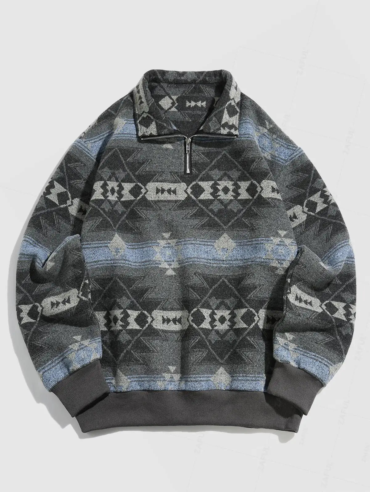 Vintage Knitted Sweater – Unisex Oversized Sweater with Ethnic Pattern