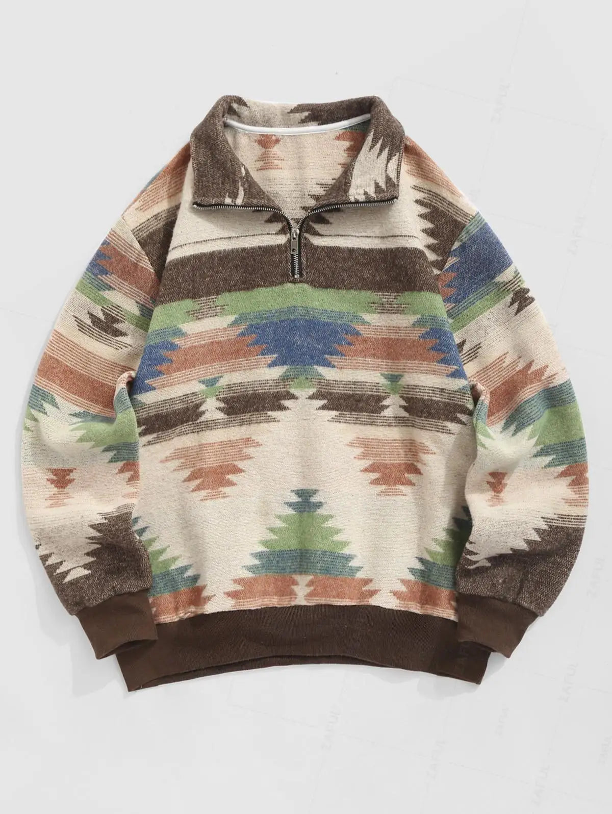 Vintage Knitted Sweater – Unisex Oversized Sweater with Ethnic Pattern