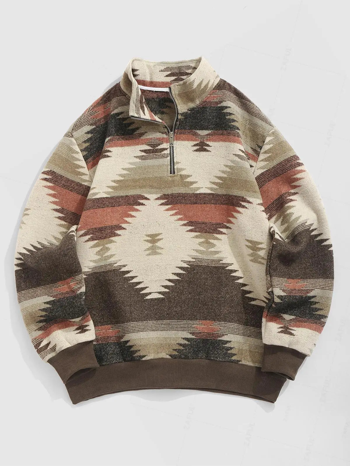 Vintage Knitted Sweater – Unisex Oversized Sweater with Ethnic Pattern