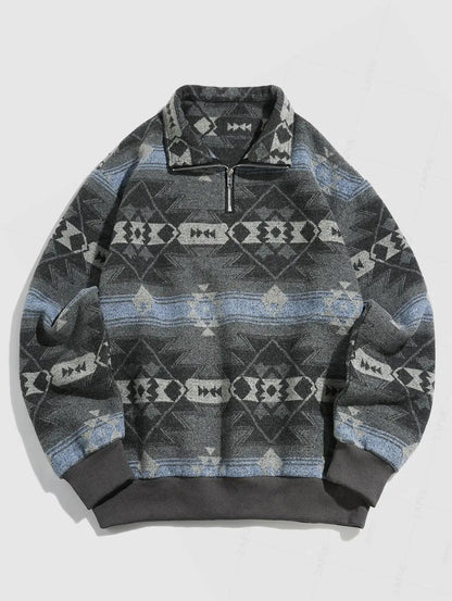Vintage Knitted Sweater – Unisex Oversized Sweater with Ethnic Pattern